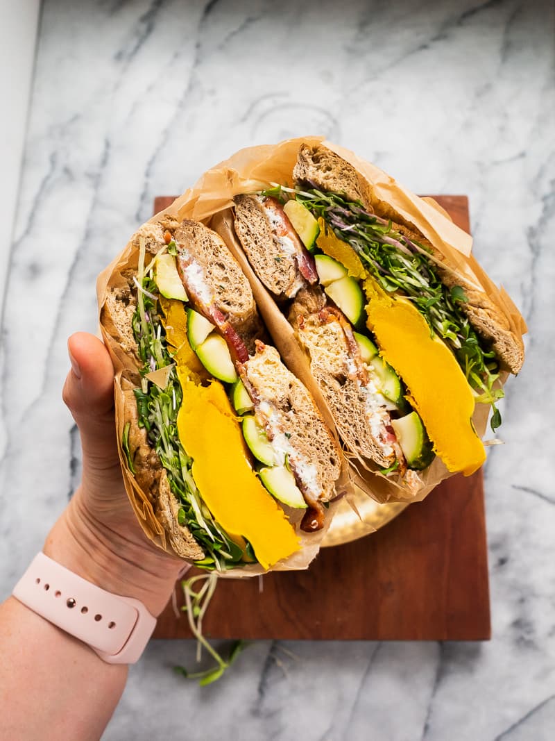 Fall Squash Sandwich on Pumpkin Spice Bagel | The Kitchen Paper