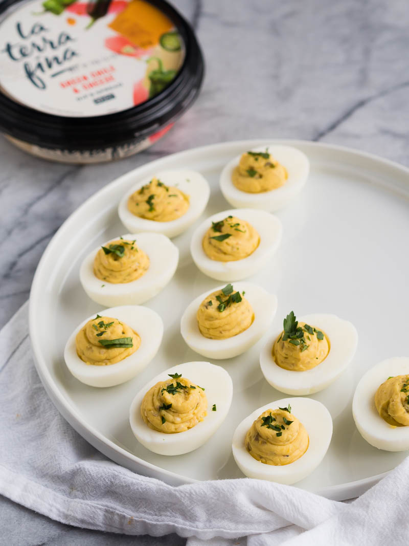 Green Chile & Cheese Deviled Eggs | The Kitchen Paper