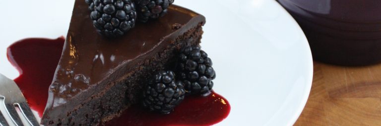 Flourless Chocolate Torte with Blackberry Coulis