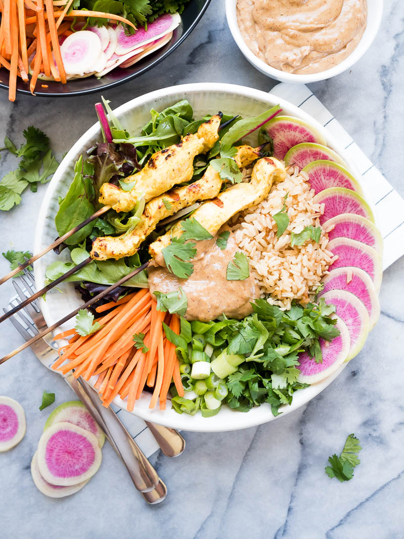 Lemongrass Chicken Satay Bowl | The Kitchen Paper