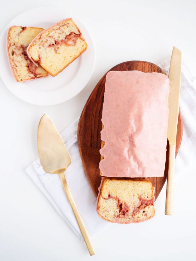 Orange Rhubarb Swirl Pound Cake