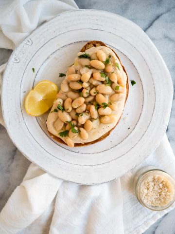 Roasted Garlic & White Bean Toast | The Kitchen Paper